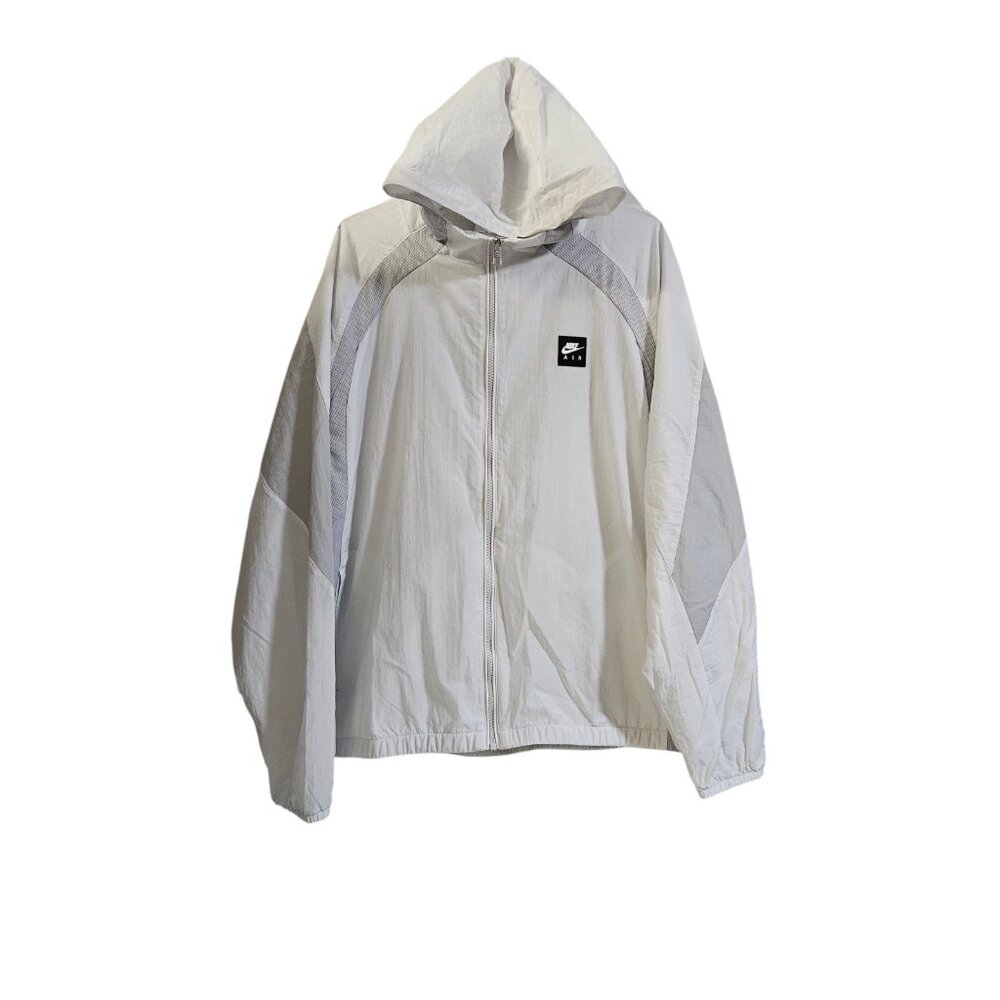 NWT Nike Mens Woven Full Zip Jacket Hoodie sz L HJ0634-009 White Platinum